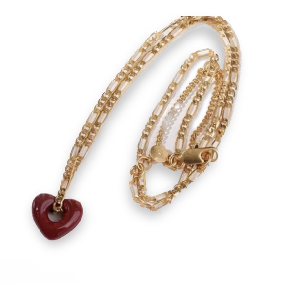 Madewell Enamel Heart Pendant Necklace NWOT - Picture 3 of 15